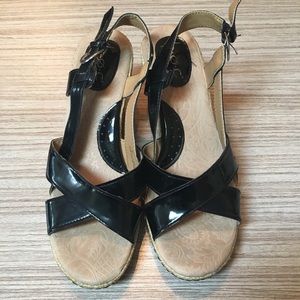 boc by Born Black Wedge Espadrille Sandal Size 9